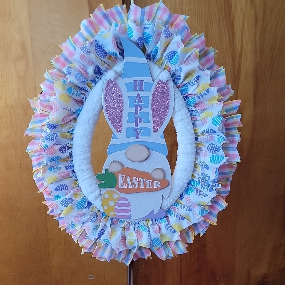 Easter Bunny Wreath with Pastel Colors